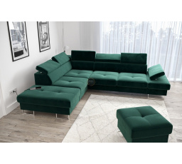 Rohová sedacia súprava GALAXY s funkciou spania 225x280 - zelená, ľavá
