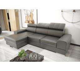 Rohová sedacia súprava ROYAL MINI 260×160 prírodná koža - sivá koža, ľavá