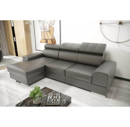 Rohová sedacia súprava ROYAL MINI 260×160 prírodná koža - sivá koža, ľavá Rohová sedacia súprava ROYAL MINI 260×160 prírodná koža - sivá koža, ľavá