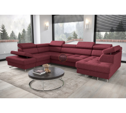 Rohová sedacia súprava GALAXY MAX II s funkciou spania 210x350x165 - červená, ľavá