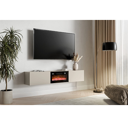 TV komoda GOVI 180 s krbom, kašmír / čierna TV komoda GOVI 180 s krbom, kašmír / čierna