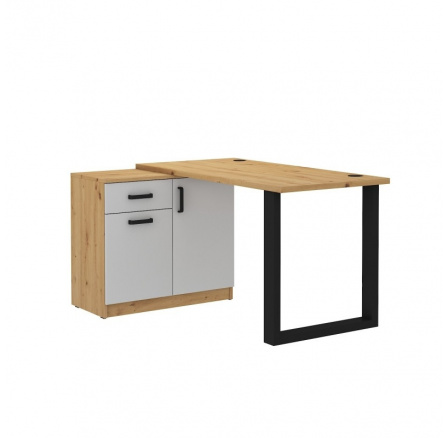 Písací stôl s komodou MATYLDA 130, Svetlosivá/Dub artisan