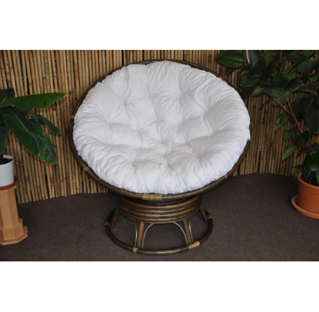 Ratanový papasan hojdací hnedý vankúš biely