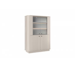 VESPER VITRÍNA 103 4D - kašmírová MDF / kašmír / čierne úchyty / sokel