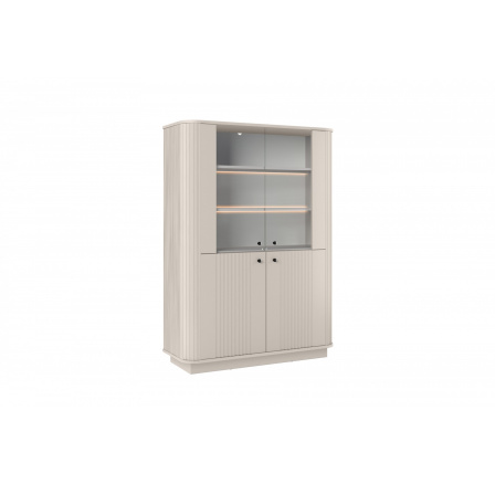 VESPER VITRÍNA 103 4D - kašmírová MDF / kašmír / čierne úchyty / sokel VESPER VITRÍNA 103 4D - kašmírová MDF / kašmír / čierne úchyty / sokel