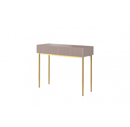 Moderný toaletný stolík Nicole - staroružová MDF / zlaté nohy Moderný toaletný stolík Nicole - staroružová MDF / zlaté nohy