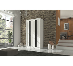 Šatní skriňa KAREN 120, Biela/Čierny Lacobel