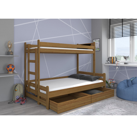 Trojposchodová posteľ s matracom BENITO 200x80 Dub