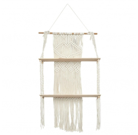 Veľká boho polička s béžovou macramé