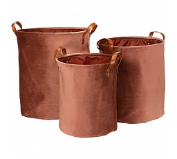 Koš prádelní - látkový, samet, červený, cena za sadu 3 ks