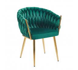 Zamatová stolička zelená - zlatý rám K7-FX G