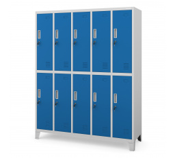 Šatní skriňa s 10 boxmi šedo-modrá: BARTEK, 1360 x 1720 x 450 mm