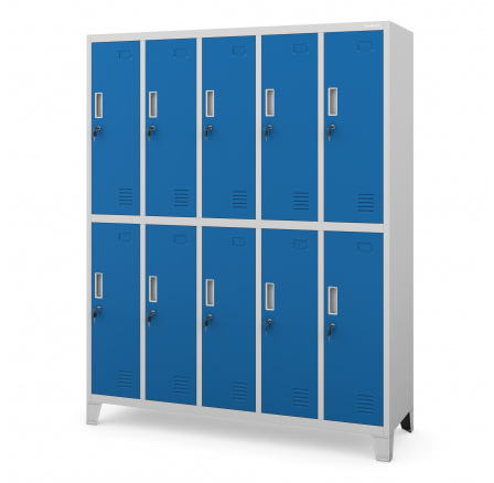 Šatní skriňa s 10 boxmi šedo-modrá: BARTEK, 1360 x 1720 x 450 mm Šatní skriňa s 10 boxmi šedo-modrá: BARTEK, 1360 x 1720 x 450 mm