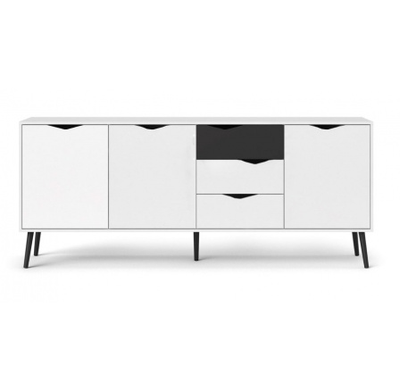 Komoda RETRO 454, Biela/Čierna