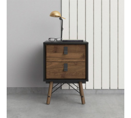 Nočný stolík RAIN, Čierny mat/Orech