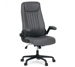 Kancelárska stolička, sivá koženka, čierny kov