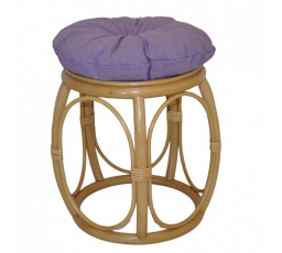 Ratanová taburetka široká medová polster fialový melír