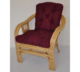 Ratanové kreslo Rio De Janeiro medové - poťah vínový