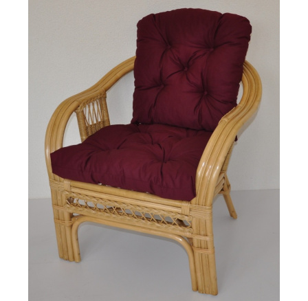 Ratanové kreslo Rio De Janeiro medové - poťah vínový