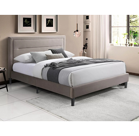 Posteľ MALAGA VELVET, 160x200 cm, Tmavo Béžový Bluvel 40/Čierna