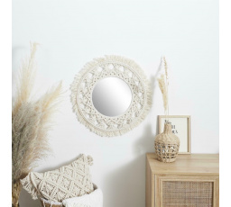 Lustro Macrama 55cm beżowe