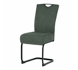 Stolička jedálenská, taštičkové pružiny v sedáku, zelená látka, čierny kov
