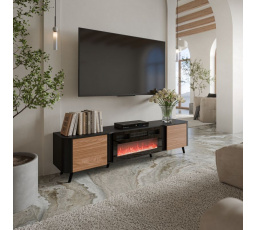 TV komoda VOLARE TV 200 EF, čierny mat/orech