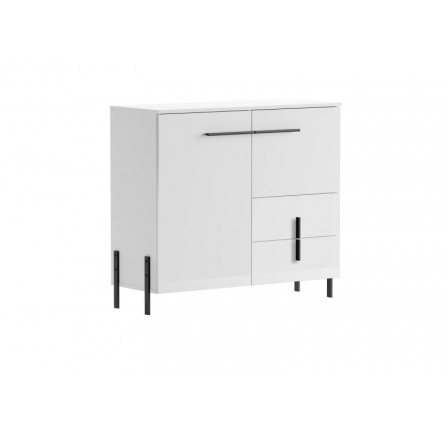 Komoda JUSTINE 2D2S, biela/biely lesk 