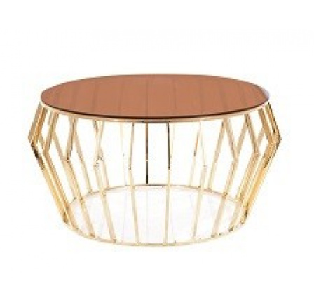 ARIANA A - konferenčný stôl -drevené sklo - nerezová podnož - zlatá farba (ARIANAACTZL=1PACK) (S) (K150-E)