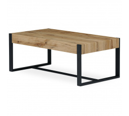 Konferenčný stolík 110x60x43 cm, MDF doska, 3D dekor divoký dub, kov - čierny matný