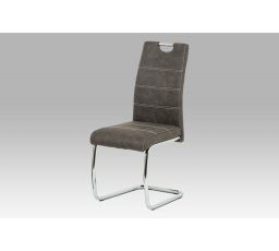 Jedálenská stolička, antracitovo sivé látkové čalúnenie COWBOY vo vintage koži, kov