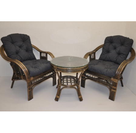 Ratanová sedacia súprava Rio De Janeiro 2+1 hnedé vankúše tmavosivá Ratanová sedacia súprava Rio De Janeiro 2+1 hnedé vankúše tmavosivá