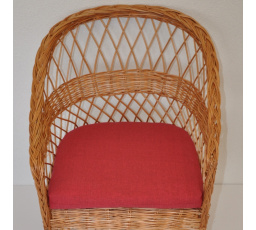 Vankúš na kreslo z vŕbového prútia - bordová látka