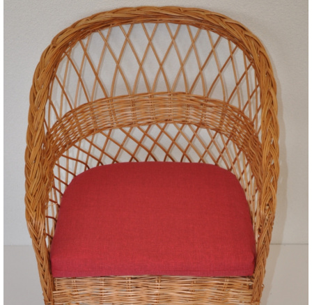 Vankúš na kreslo z vŕbového prútia - bordová látka