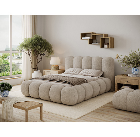 Posteľ Oloroso 160x200 s kovovým rámom a úložným priestorom, hnedá bouclé Royal 20 1 Posteľ Oloroso 160x200 s kovovým rámom a úložným priestorom, hnedá bouclé Royal 20 1