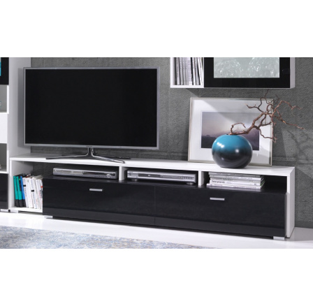 TV stolík Omega R1 biely/čierny lesk