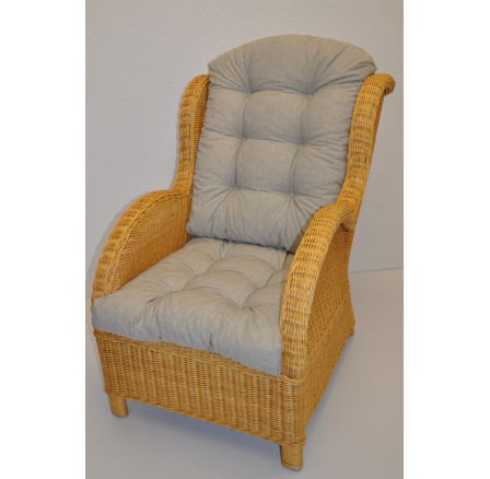 Ratanové kreslo Ušný medový vankúš tmavobéžové odlesky