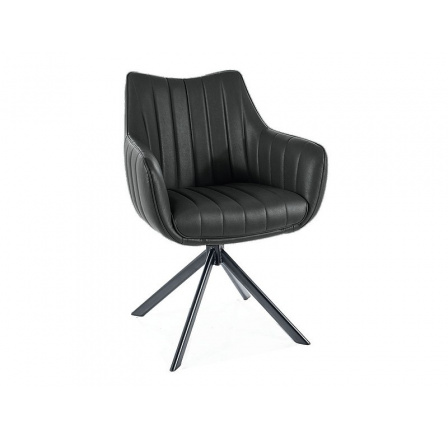Jedálenská otočná stolička AZALIA, čierna ekokoža/čierny mat