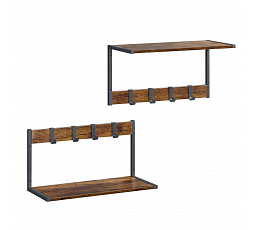 Set 2 nástěnných poliček, mdf, hnědá, ABP-E1083 OLW