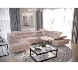 Rohová sedacia súprava GALAXY MAX II, relax s funkciou spania 215x350x170 - béžová, pravá