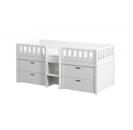 Vyvýšená posteľ s úložným priestorom Viggo biela