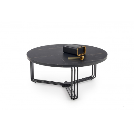 konferenčný stôl ANTICA stolová doska - čierny mramor, rám - čierny