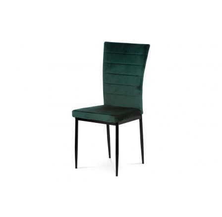 Jedálenská stolička, zelená zamatová látka, čierny matný kov