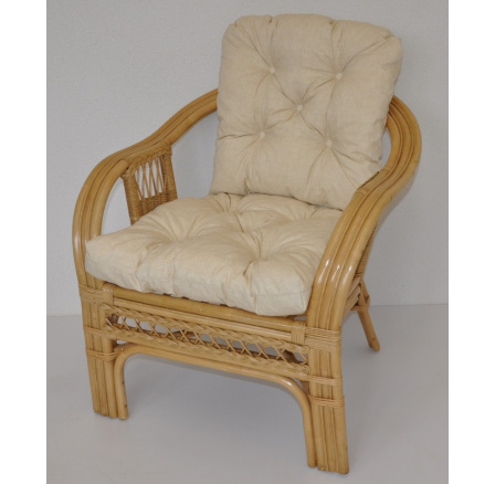 Ratanové kreslo Rio De Janeiro medové - poťah béžový melír