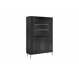 VESPER VITRÍNA 103 4D - čierny MDF / čierny MDF / zlaté nohy