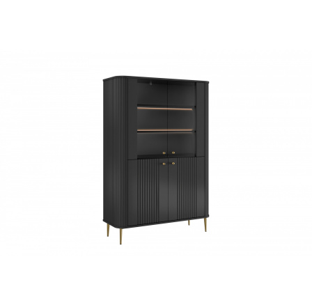 VESPER VITRÍNA 103 4D - čierny MDF / čierny MDF / zlaté nohy VESPER VITRÍNA 103 4D - čierny MDF / čierny MDF / zlaté nohy