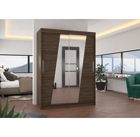 Posuvná skriňa so zrkadlom BOLTON 150 Choco+Choco