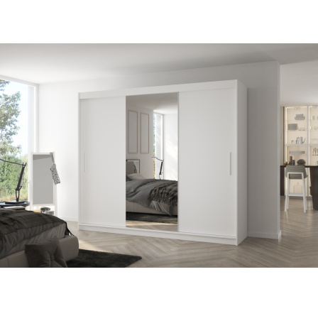 Posuvná skriňa so zrkadlom DENIS 250 Biela+Biela