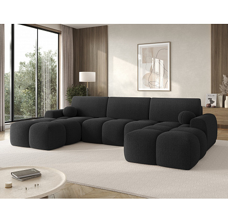 Vianetto corner sofa with sleeping function and storage compartment, dark grey bouclé, universal Royal 05 275x130 Symmetrical 1