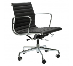 Kancelárske kreslo CH1171T čierna koža, chróm